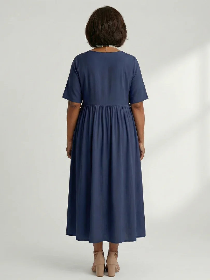 Ciren | Simple Gather Midi Dress