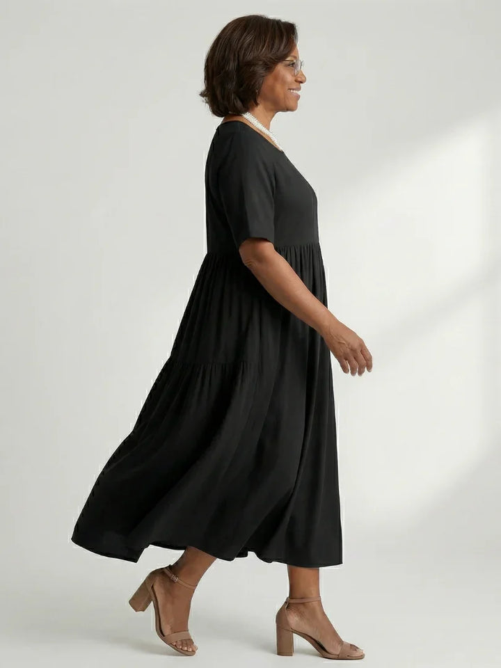 Ciren | Simple Gather Midi Dress