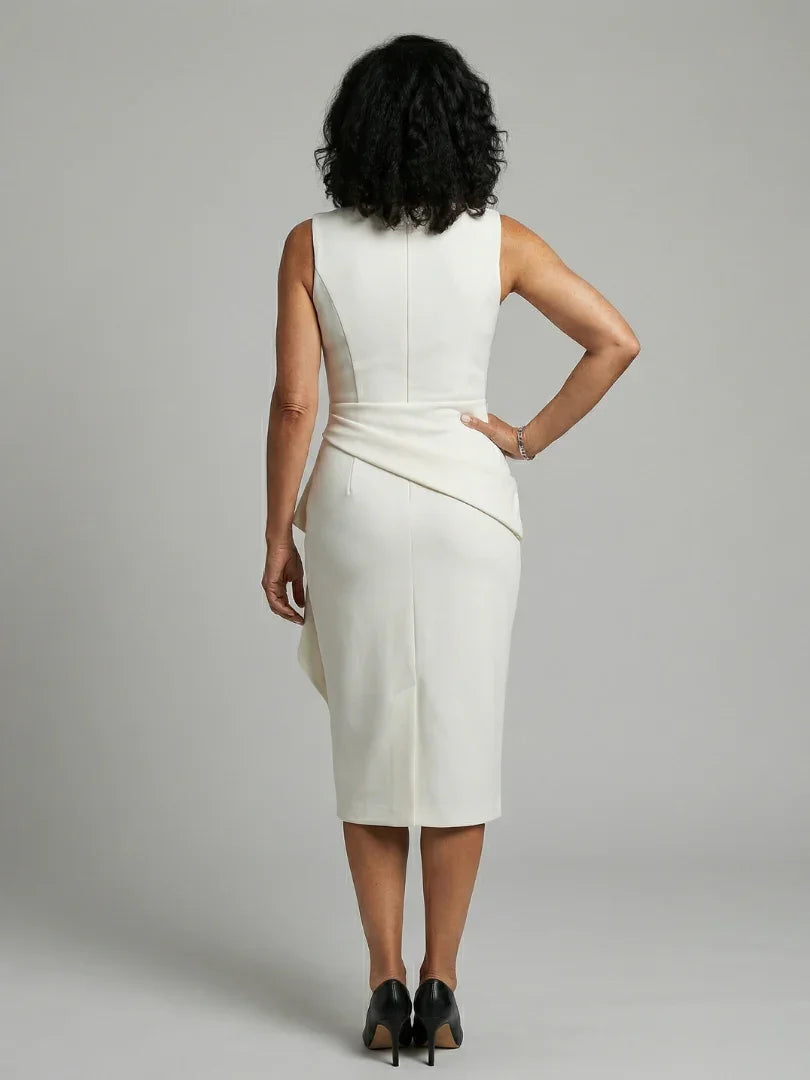 Oriel | Asymmetric Drape Midi Dress