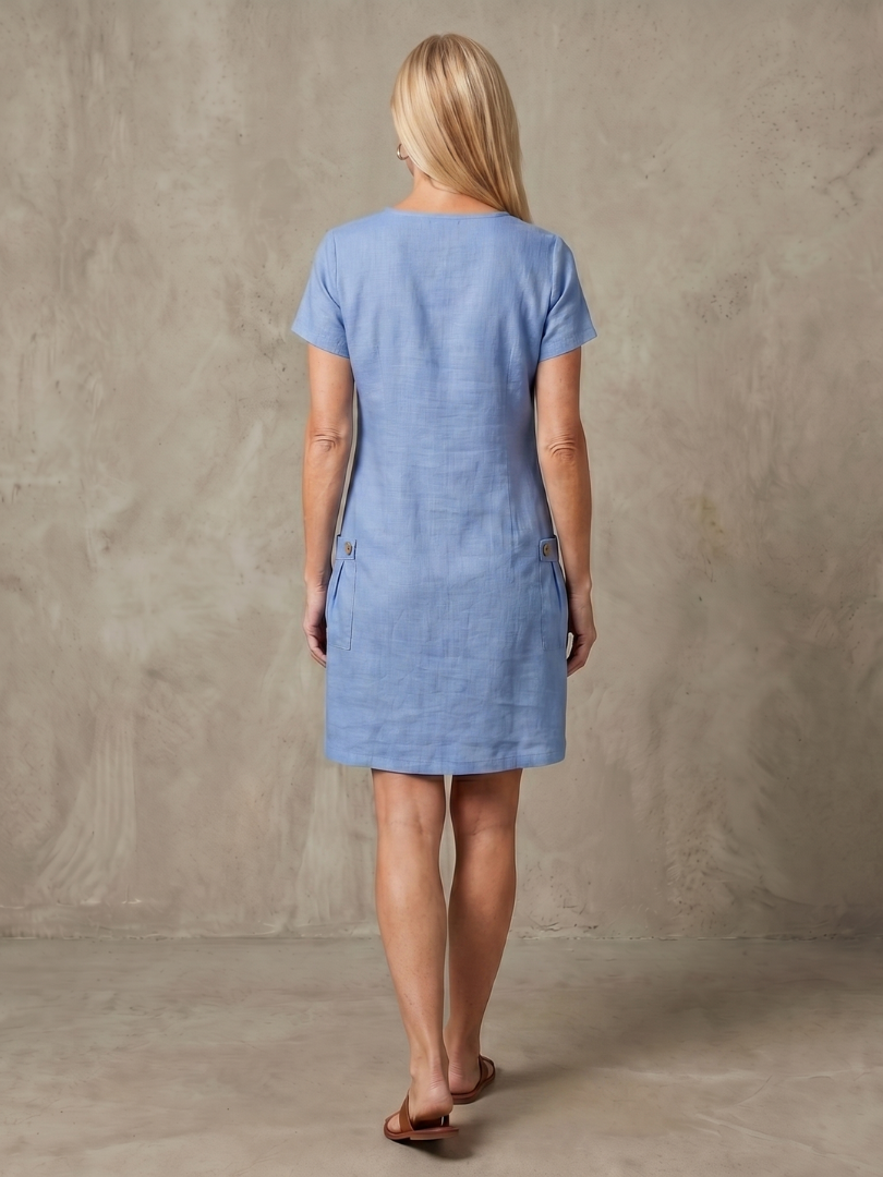 Zulimar | Zip Neck Pocket Detail Knee Length Dress