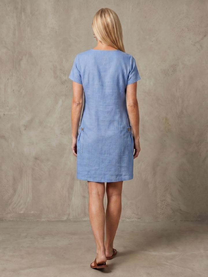 Zulimar | Zip Neck Pocket Detail Knee Length Dress