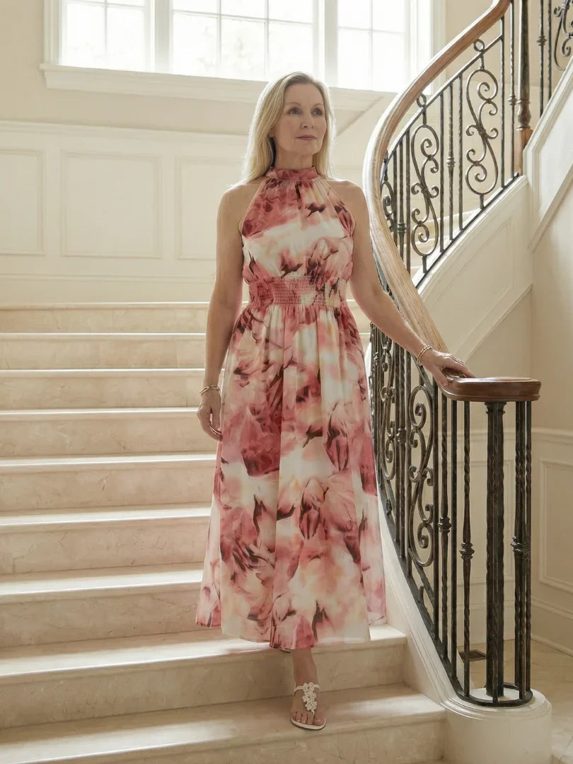 Sylin | Gathered Halter Midi Dress