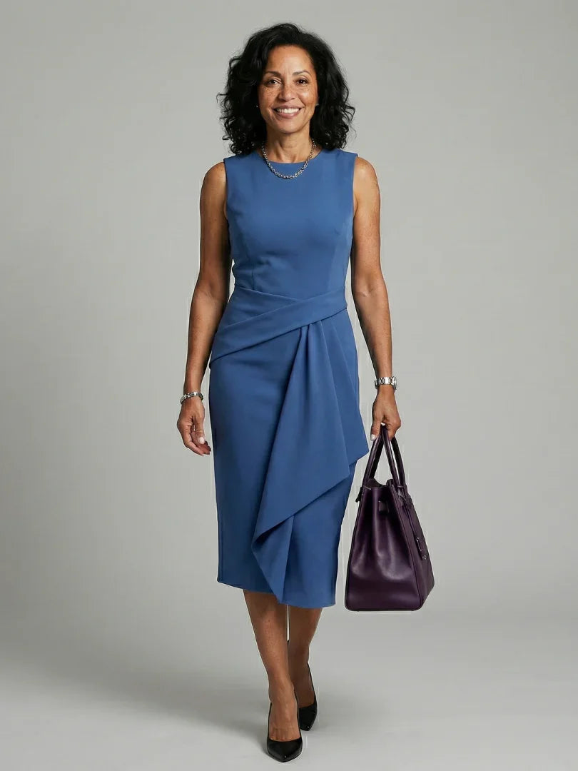 Oriel | Asymmetric Drape Midi Dress