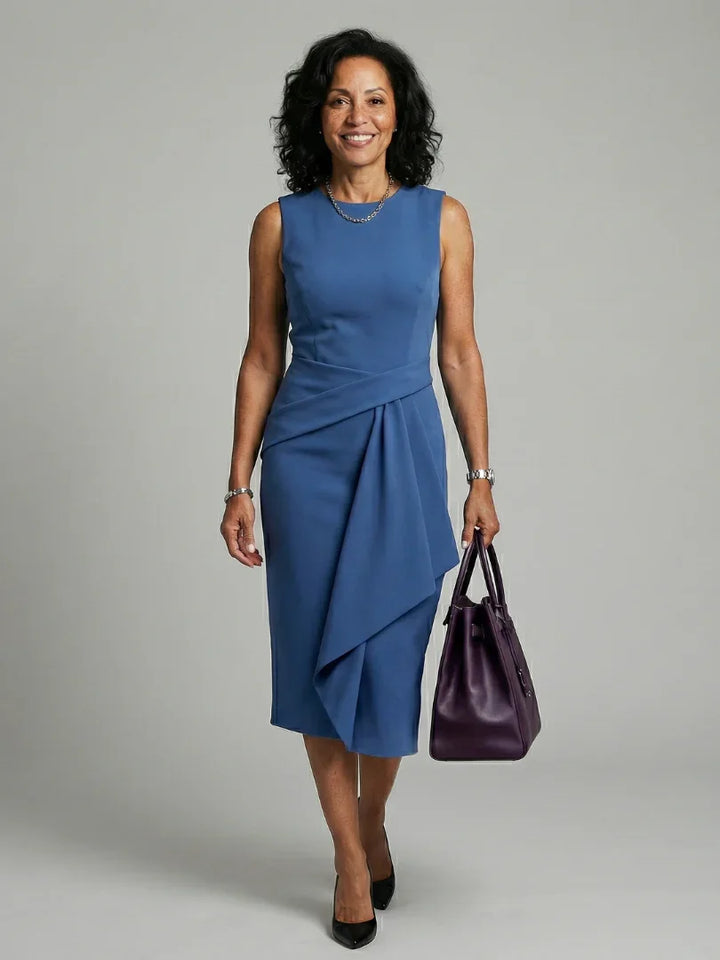 Oriel | Asymmetric Drape Midi Dress