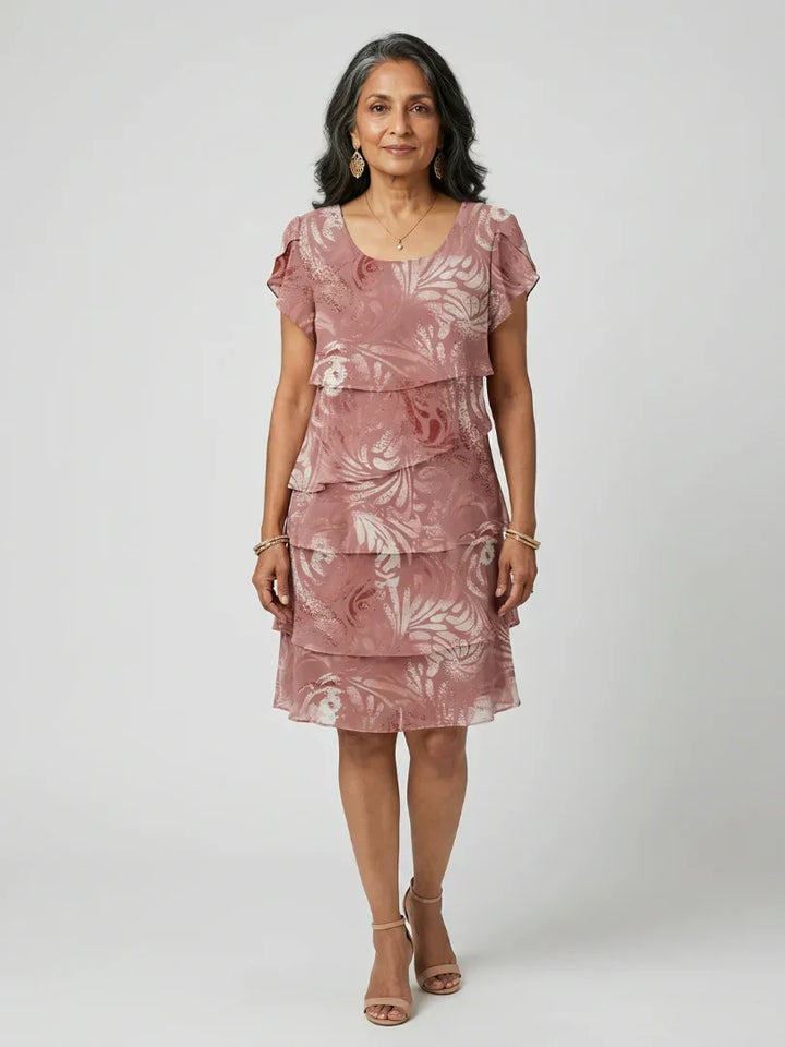 Aria | Soft Motif Tier Knee Length Dress