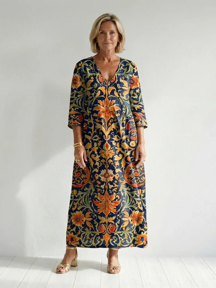 Elise | Clean Ornate Floral Midi Dress