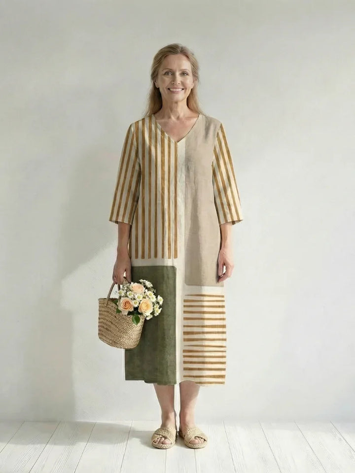 Soren | Light Mixed Stripe Midi Dress