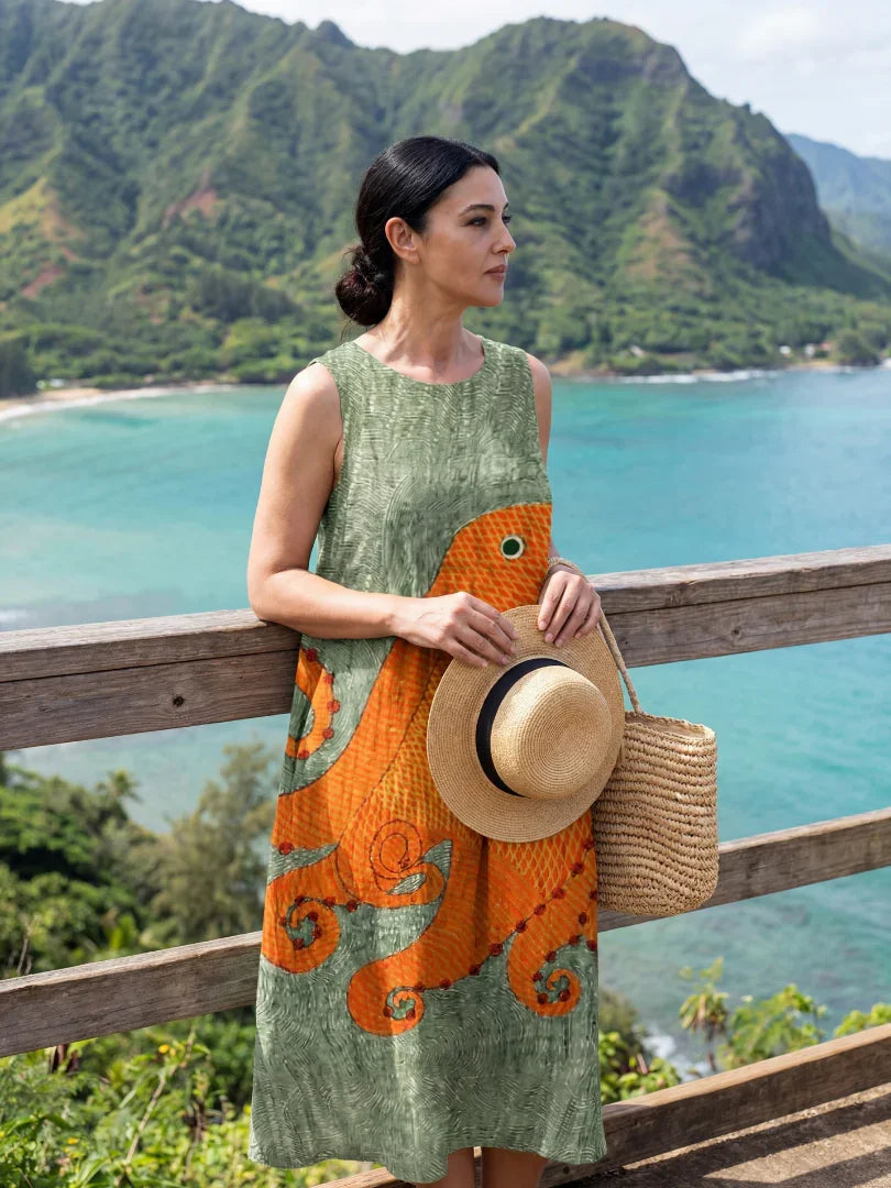 Ronan | Ocean Wave Midi Dress