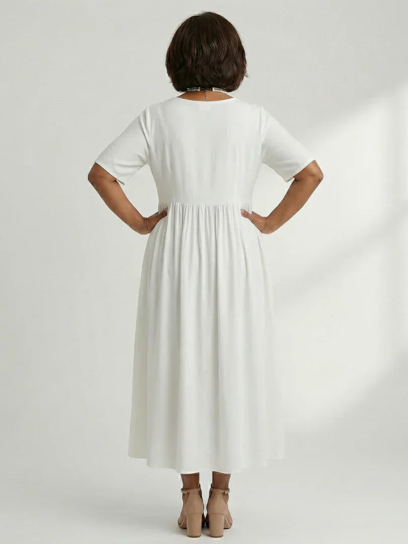 Ciren | Simple Gather Midi Dress
