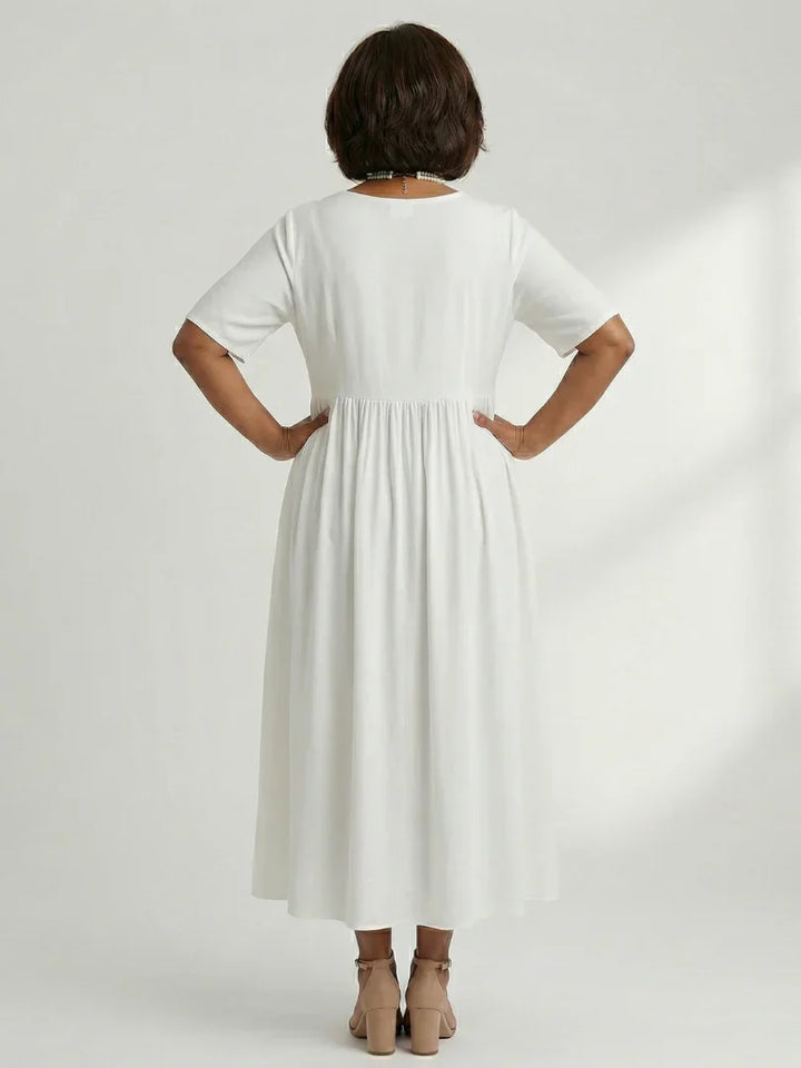 Ciren | Simple Gather Midi Dress