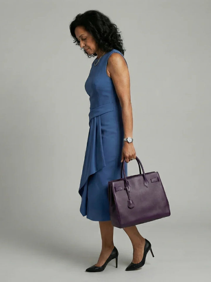 Oriel | Asymmetric Drape Midi Dress