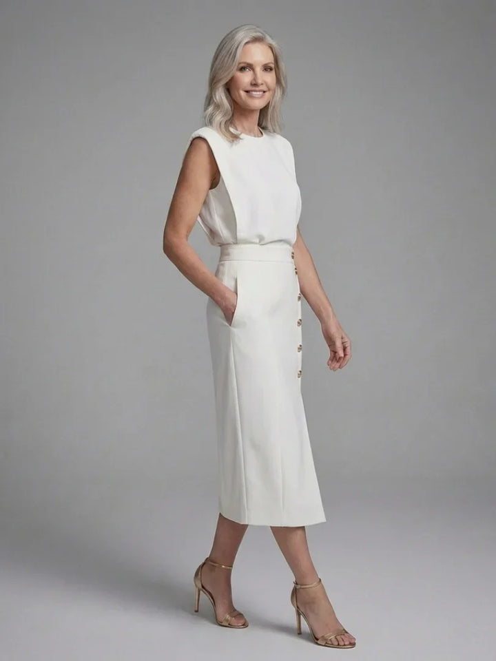 Anouk | Cap Sleeve Asymmetric Midi Dress