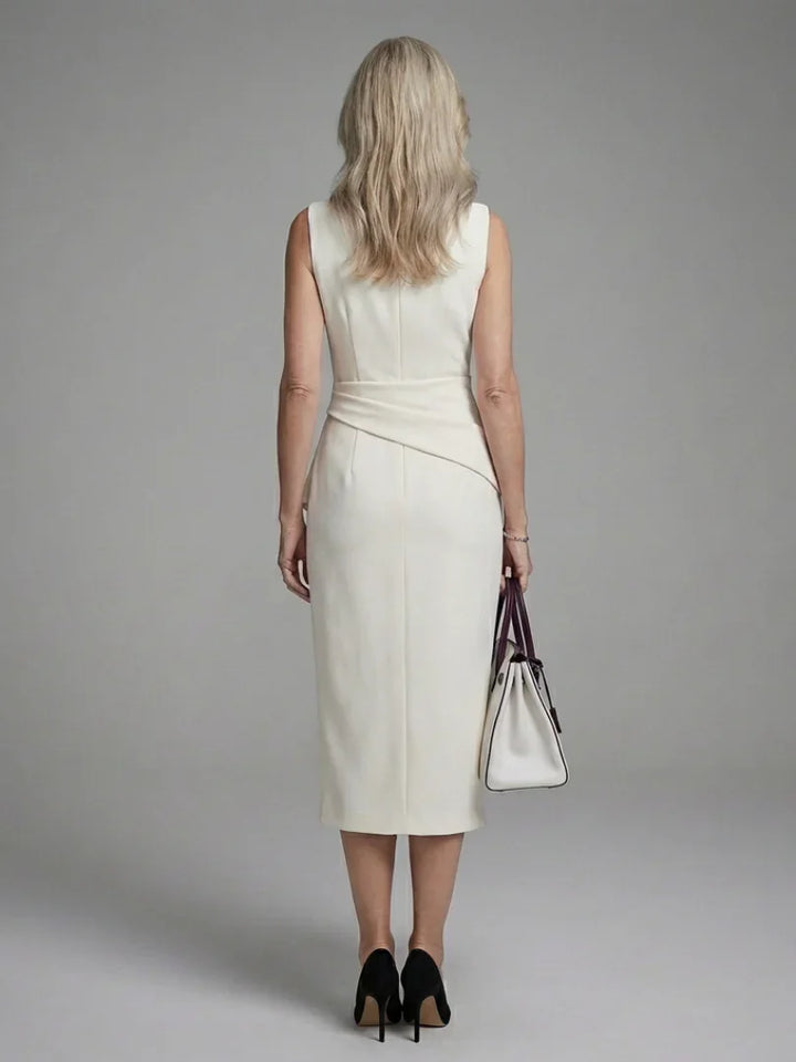 Lunara | Sleeveless Asymmetric Draped Midi Dress