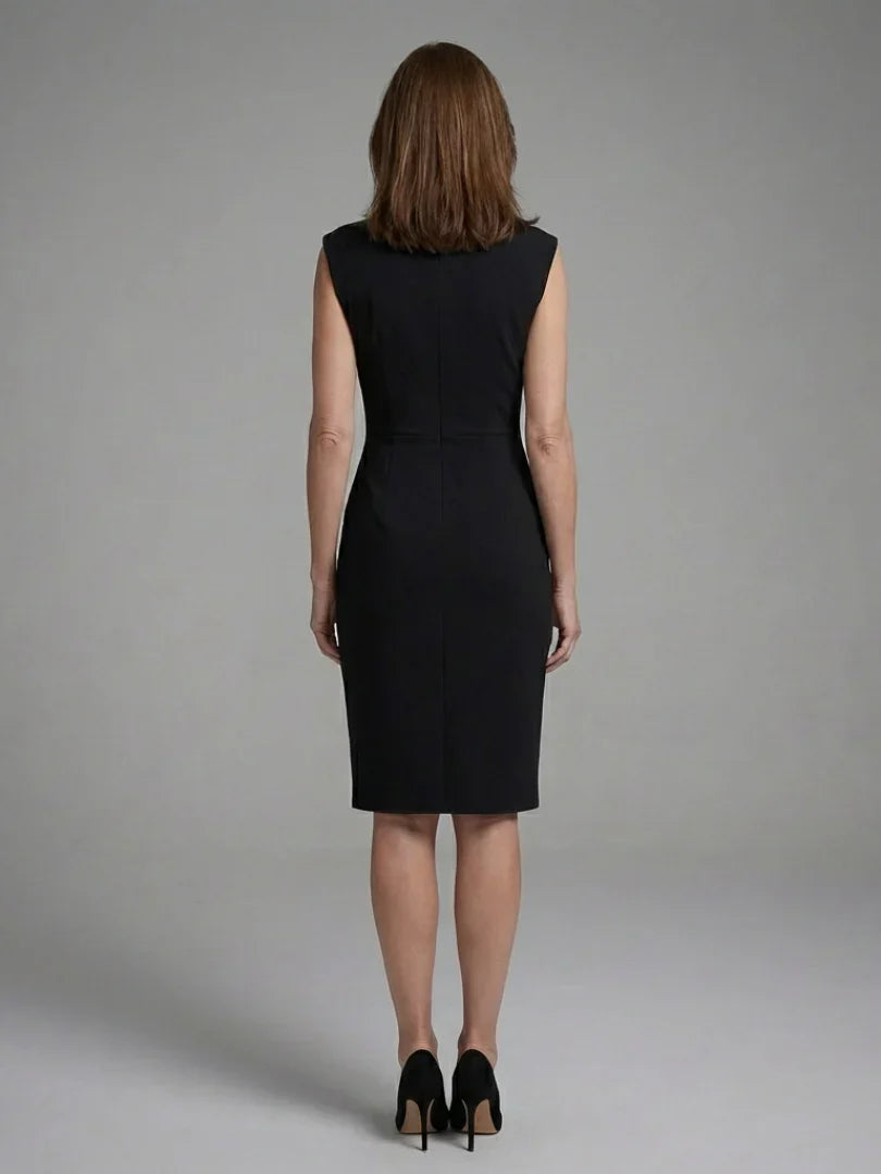 Faelina | Sleeveless Keyhole Ruched Midi Dress