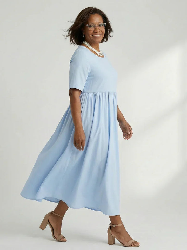 Ciren | Simple Gather Midi Dress