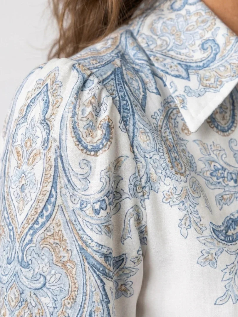 Sierra | High Neck Printed Long Sleeve Maxi Dress