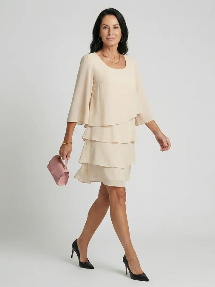 Della | Layered Flare Sleeve Knee Length Dress