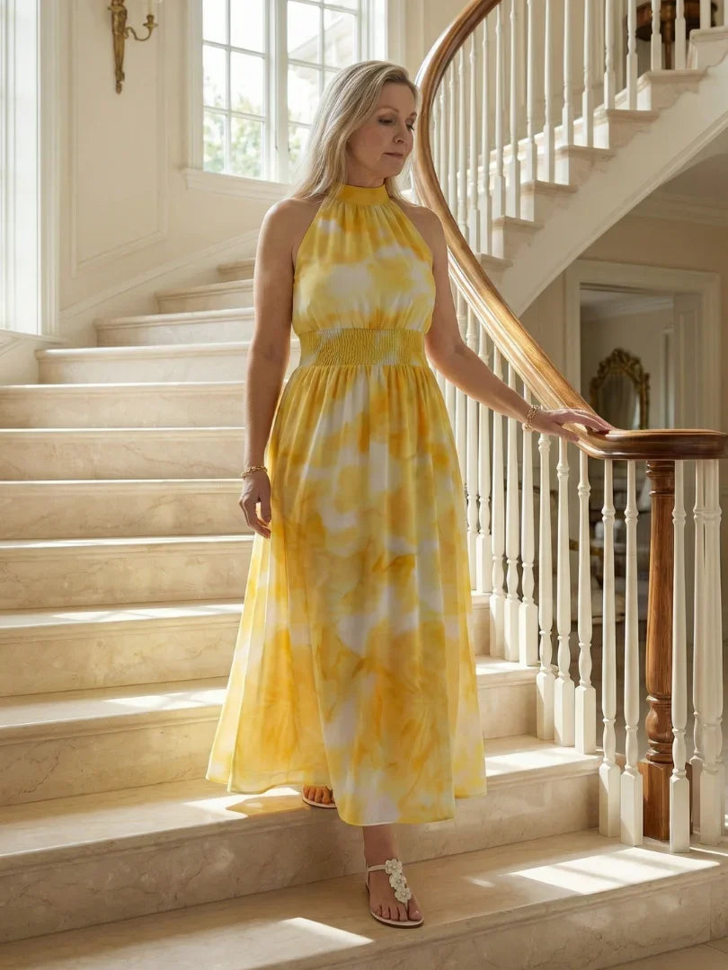 Sylin | Gathered Halter Midi Dress