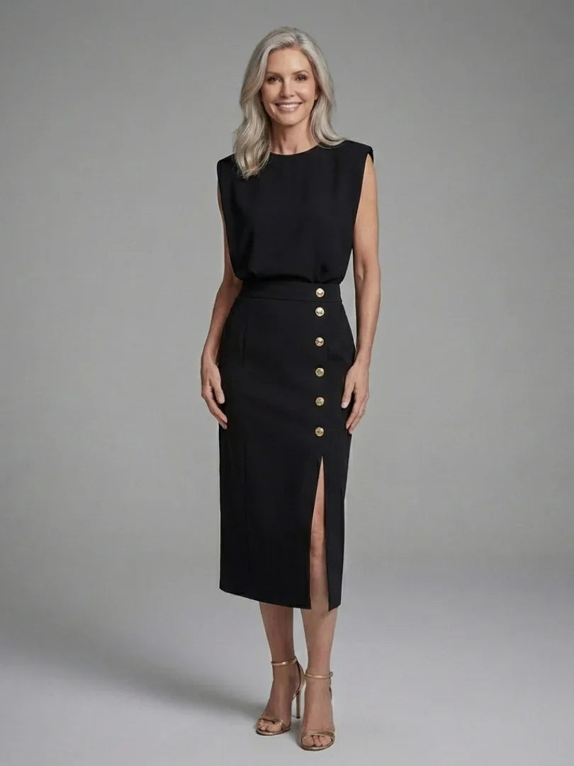 Anouk | Cap Sleeve Asymmetric Midi Dress