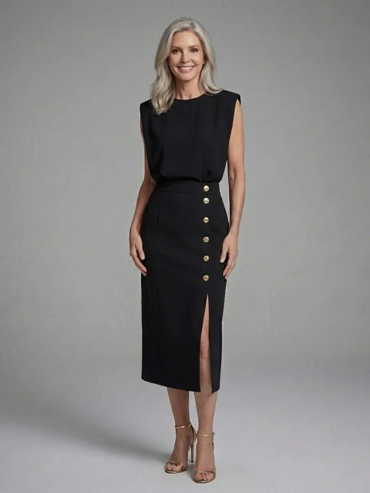 Anouk | Cap Sleeve Asymmetric Midi Dress