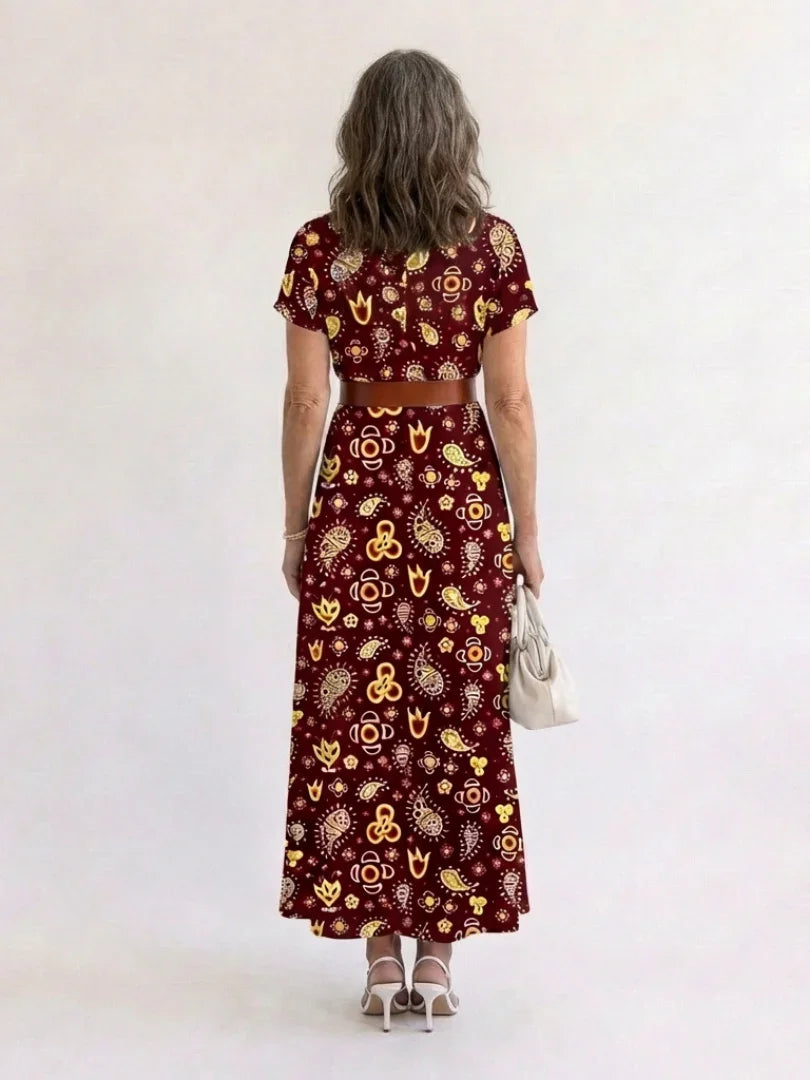 Lyra | Elegant Floral V-Neck Midi Dress