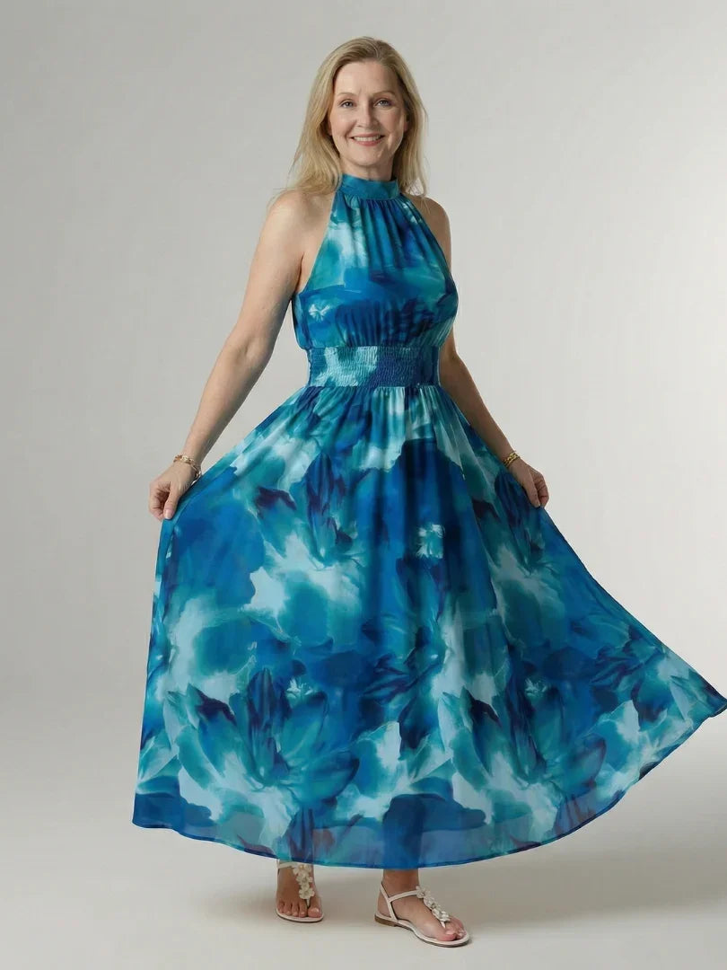 Sylin | Gathered Halter Midi Dress