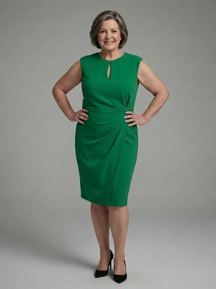 Faelina | Sleeveless Keyhole Ruched Midi Dress