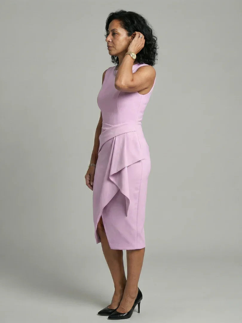 Oriel | Asymmetric Drape Midi Dress