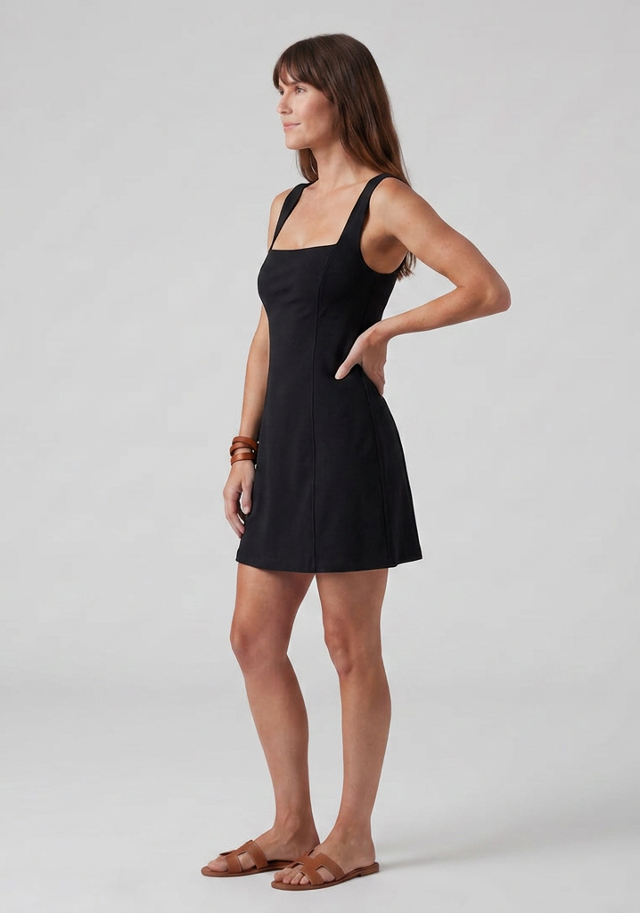 Azure | Fit-and-Flare Square Neck Dress