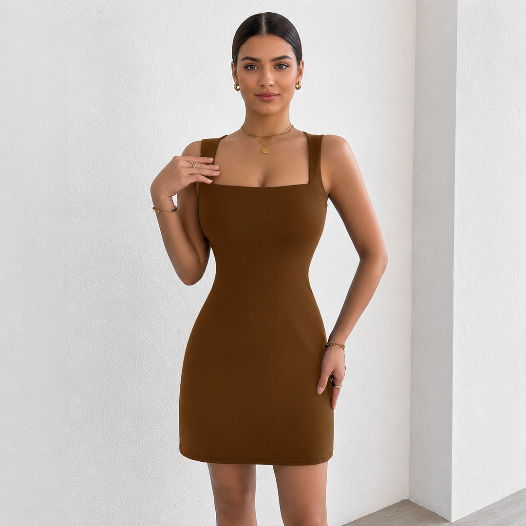 Azure | Fit-and-Flare Square Neck Dress