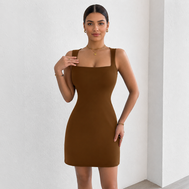 Azure | Fit-and-Flare Square Neck Dress
