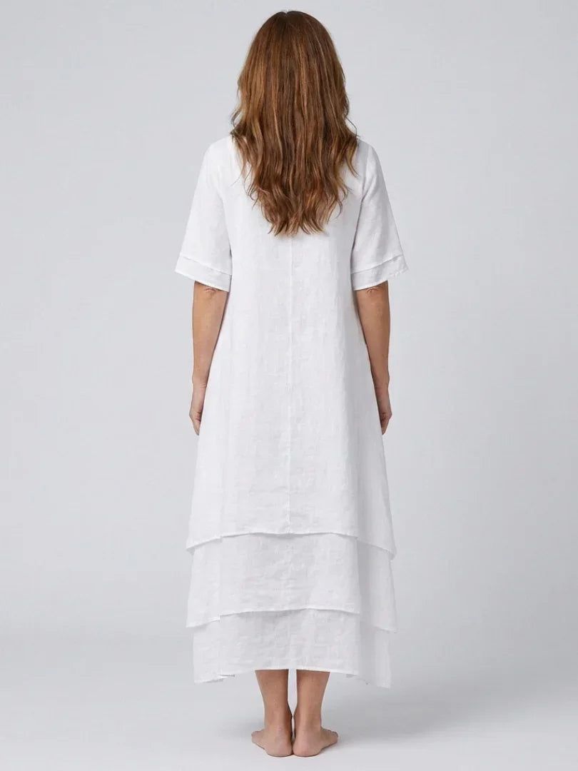 Clara | Short Sleeve Layered Midi Dress