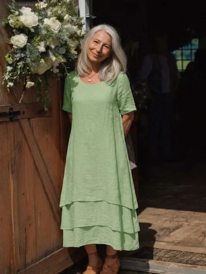 Clara | Short Sleeve Layered Midi Dress