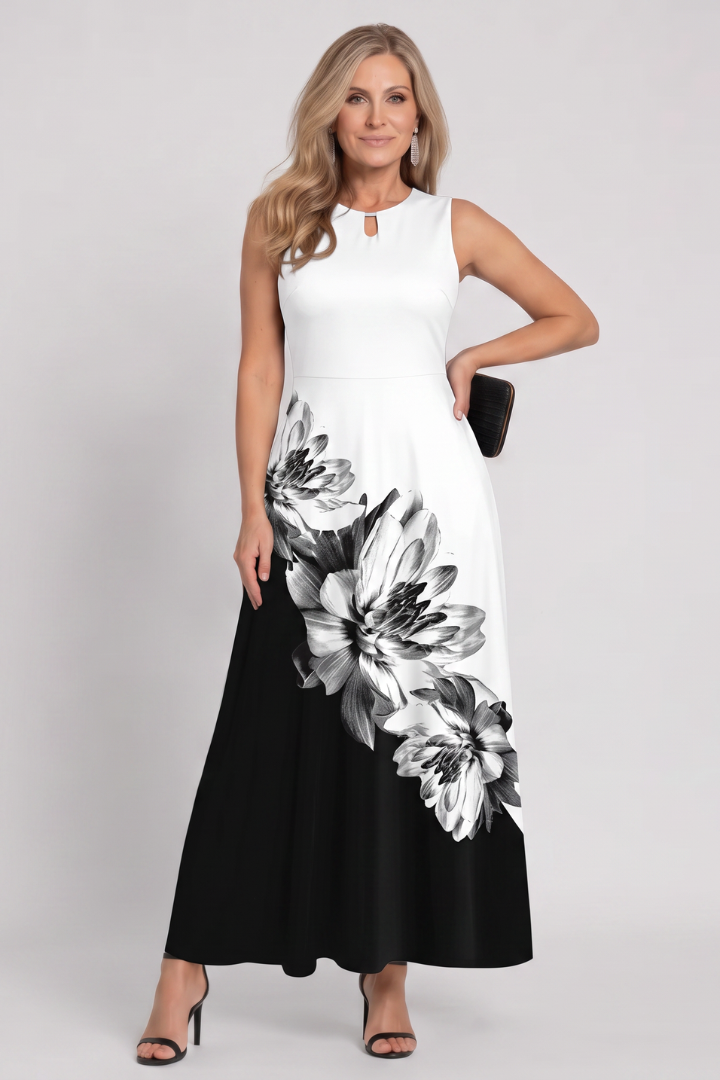 Klasen | Sleeveless Printed A-Line Maxi Dress