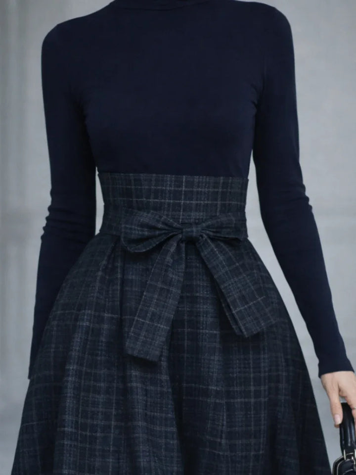 Elena | Knit Top and Plaid Maxi Skirt Set