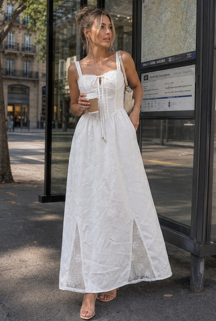 Leach | Sleeveless Ruffle Strap Flowing Skirt Midi Dress