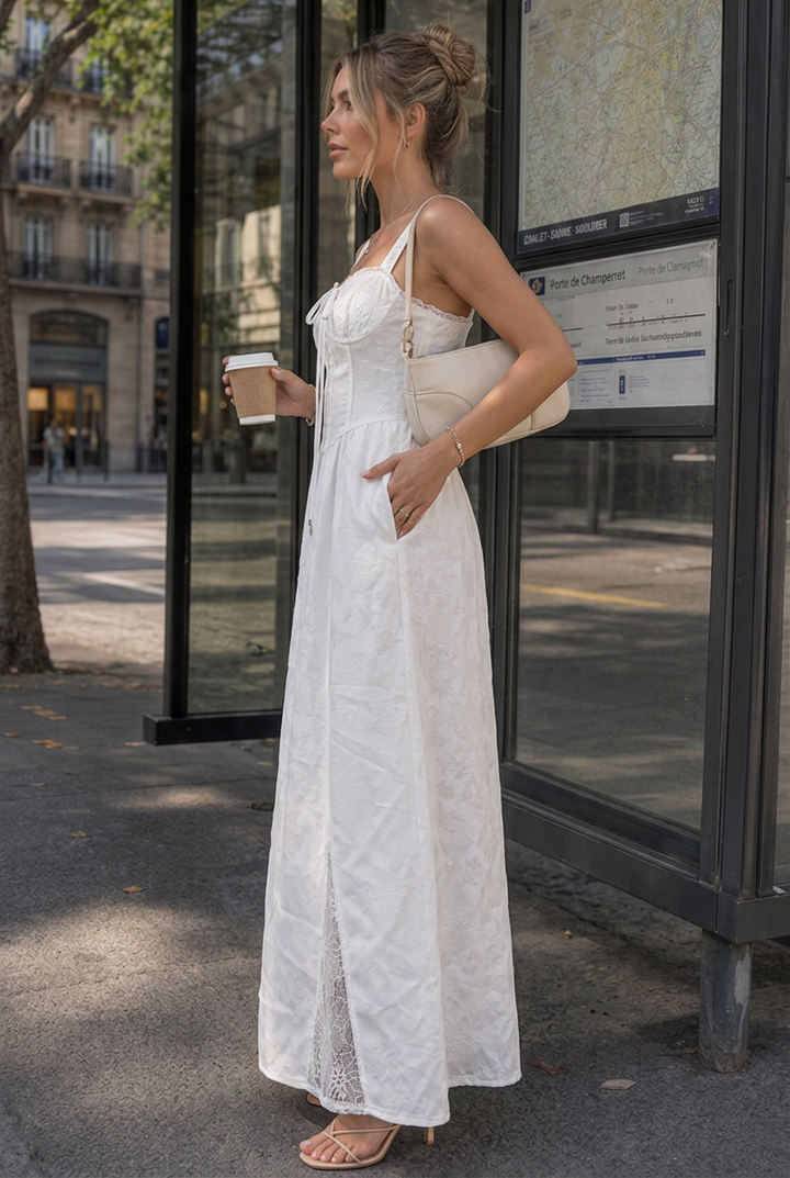 Leach | Sleeveless Ruffle Strap Flowing Skirt Midi Dress