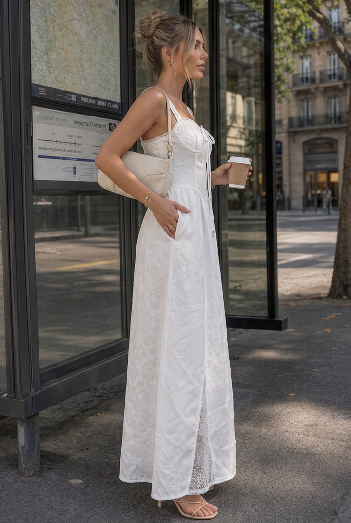 Leach | Sleeveless Ruffle Strap Flowing Skirt Midi Dress