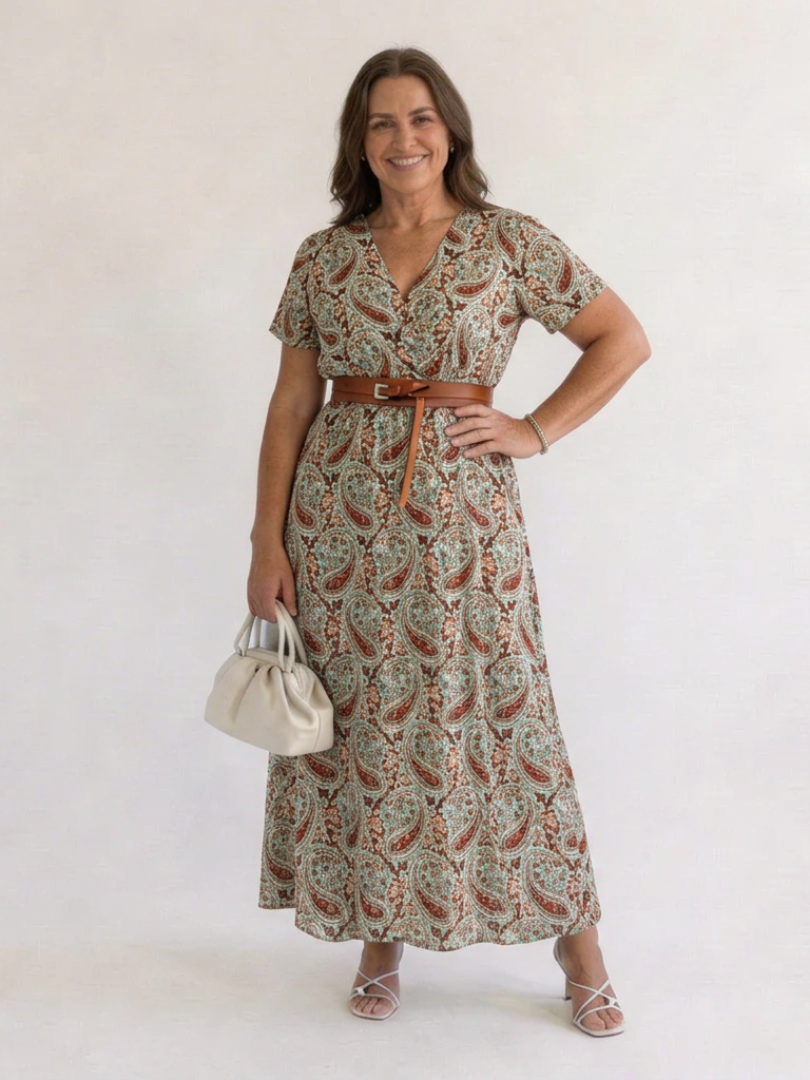 Lyra | Elegant Floral V-Neck Midi Dress
