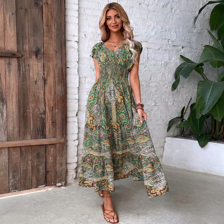 Marisela | Sleeveless Paisley Print Midi Dress