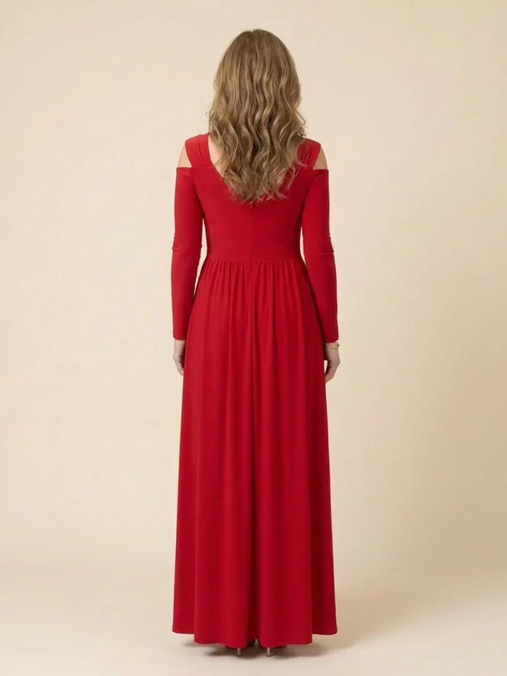 Althea | Long Sleeve V Neck Maxi Dress With Slit