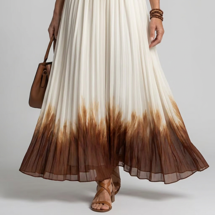 Orlune | Women’s Halter Pleated Maxi Dress with Ombre Detail
