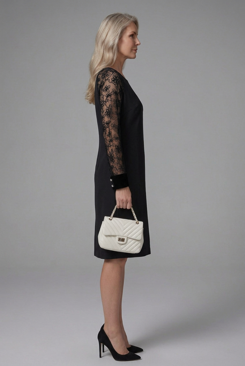 Paloma | Lace Sleeve Peplum Fitted Midi Dress