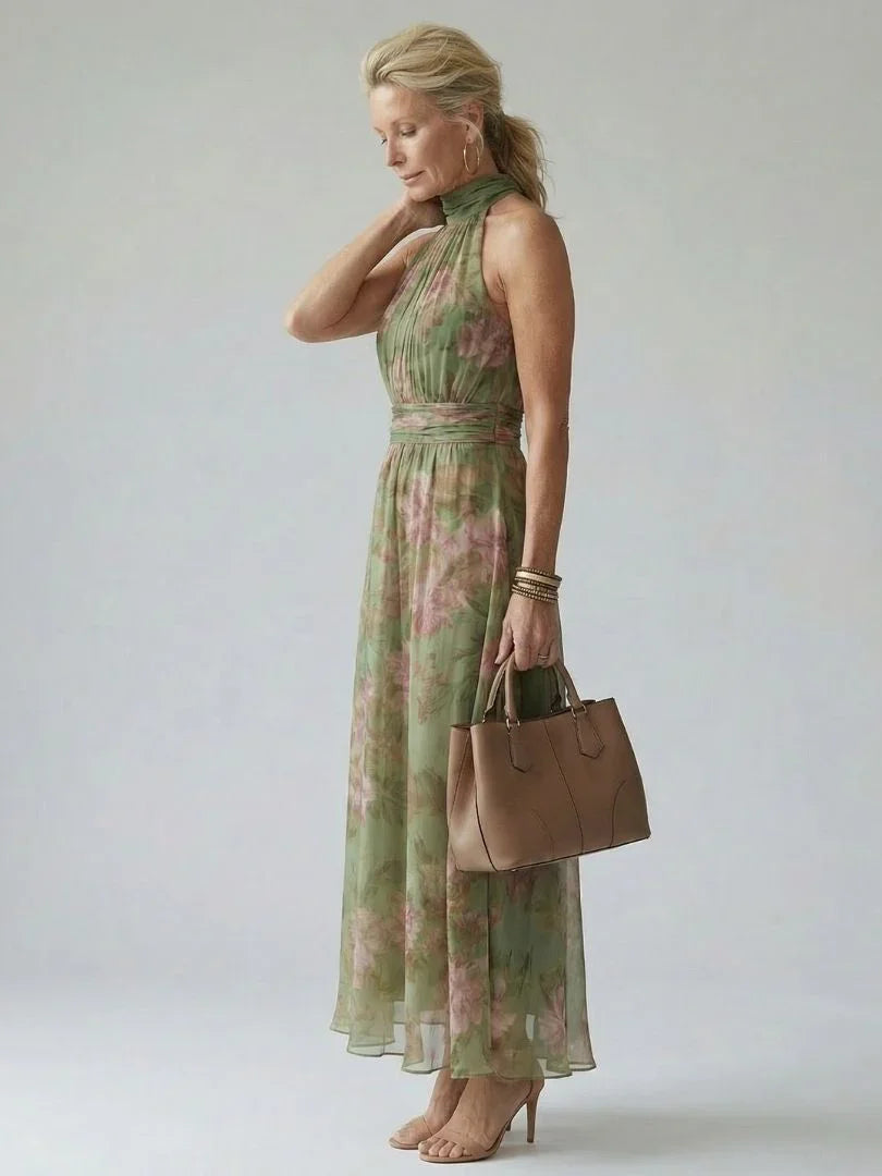 Mirelle | Gathered Halter Midi Dress