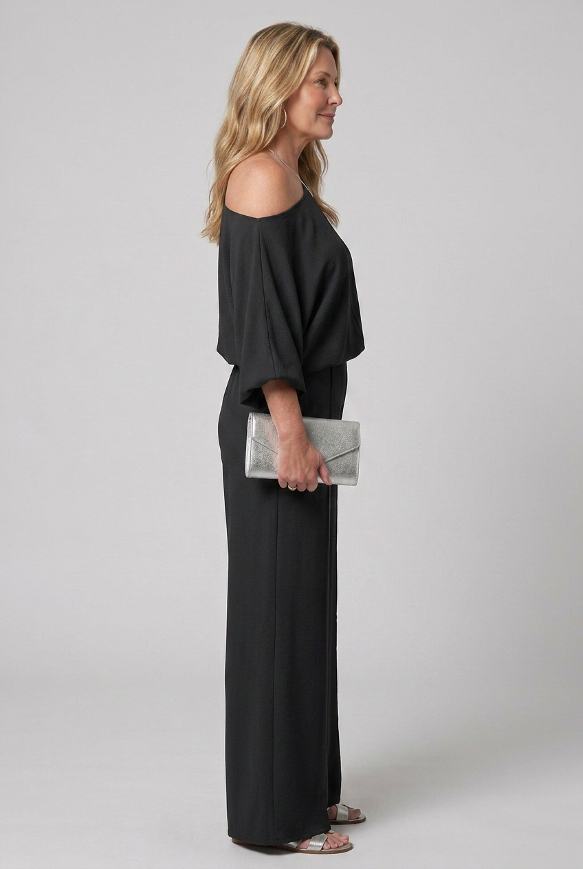 Siomara | One Shoulder Wide Sleeve Top And Wide Leg Pants Set