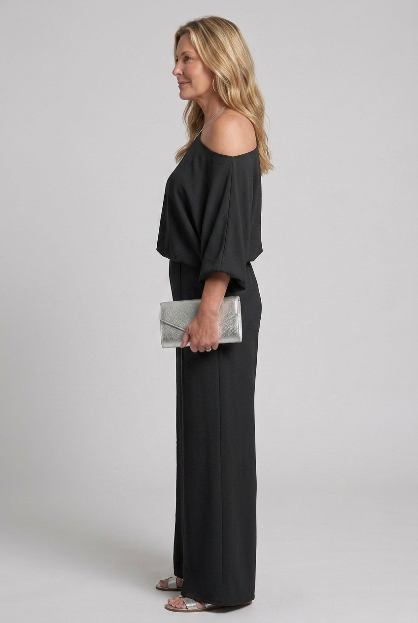 Siomara | One Shoulder Wide Sleeve Top And Wide Leg Pants Set