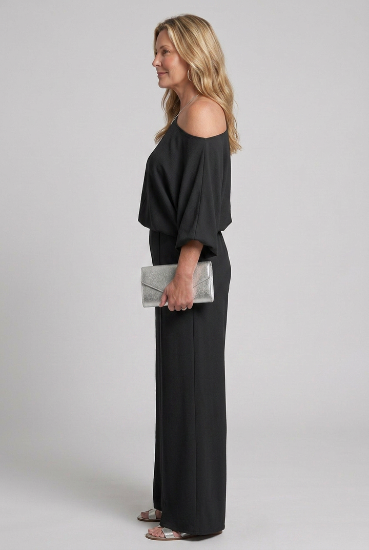 Siomara | One Shoulder Wide Sleeve Top And Wide Leg Pants Set