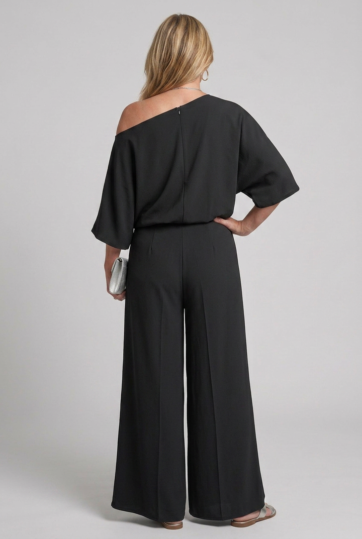 Siomara | One Shoulder Wide Sleeve Top And Wide Leg Pants Set