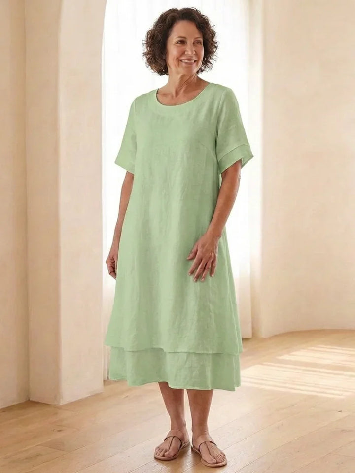Cressida | Layered Short Sleeve Midi Dress