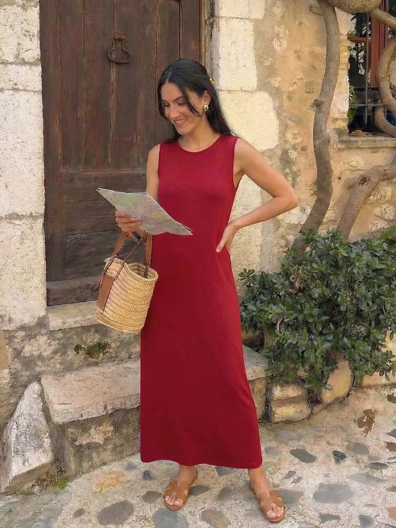Zorina | Sleeveless Pocket Side Slit Midi Dress